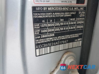 Zdjęcie 15 z 15 samochodu: 2006 MERCEDES-BENZ R 350 VIN:4JGCB65E26A017847 - miniatura