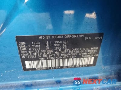 Zdjęcie 13 z 13 samochodu: 2021 SUBARU IMPREZA PREMIUM VIN:4S3GTAD64M3711554 - miniatura