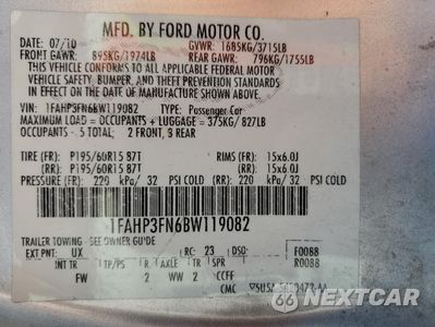 Zdjęcie 12 z 12 samochodu: 2011 FORD FOCUS SE VIN:1FAHP3FN6BW119082 - miniatura
