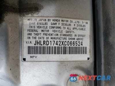 Zdjęcie 13 z 13 samochodu: 1999 HONDA CR-V LX VIN:JHLRD1742XC066524 - miniatura