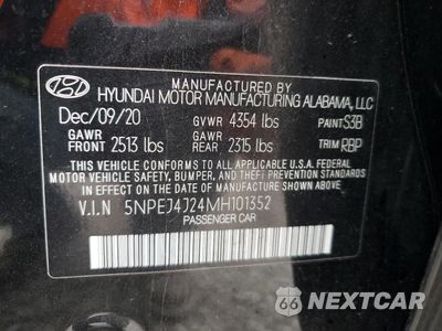 Zdjęcie 12 z 13 samochodu: 2021 HYUNDAI SONATA SEL PLUS VIN:5NPEJ4J24MH101352 - miniatura
