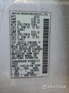 Zdjęcie 12 z 12 samochodu: 2008 NISSAN FRONTIER CREW CAB LE VIN:1N6AD09UX8C409032 - miniatura