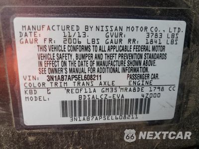 Zdjęcie 12 z 12 samochodu: 2014 NISSAN SENTRA S VIN:3N1AB7AP5EL608211 - miniatura