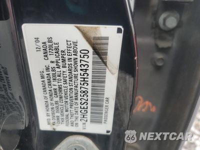 Zdjęcie 12 z 12 samochodu: 2005 HONDA CIVIC EX VIN:2HGES25875H543750 - miniatura