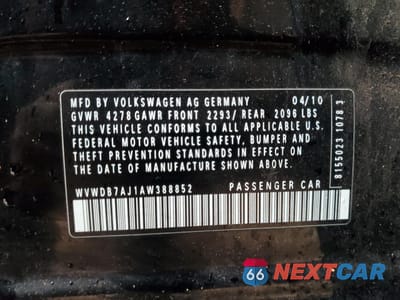 Zdjęcie 12 z 12 samochodu: 2010 VOLKSWAGEN GOLF VIN:WVWDB7AJ1AW388852 - miniatura