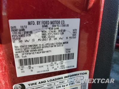 Zdjęcie 14 z 14 samochodu: 2013 FORD F150 SUPERCREW VIN:1FTFW1ET4DFB01871 - miniatura