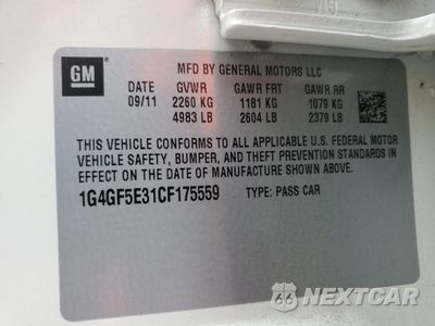 Zdjęcie 12 z 12 samochodu: 2012 BUICK LACROSSE PREMIUM VIN:1G4GF5E31CF175559 - miniatura