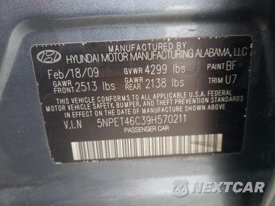 Zdjęcie 12 z 12 samochodu: 2009 HYUNDAI SONATA GLS VIN:5NPET46C39H570211 - miniatura