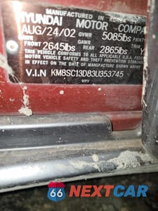 Zdjęcie 12 z 12 samochodu: 2003 HYUNDAI SANTA FE GLS VIN:KM8SC13D83U353745 - miniatura