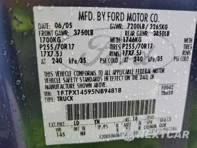 Zdjęcie 14 z 14 samochodu: 2005 FORD F150 VIN:1FTPX14595NB94818 - miniatura