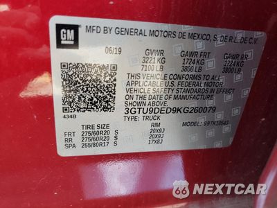 Zdjęcie 12 z 13 samochodu: 2019 GMC SIERRA K1500 SLT VIN:3GTU9DED9KG260079 - miniatura