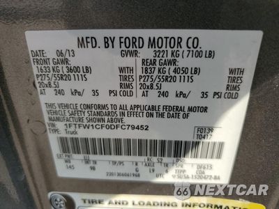Zdjęcie 14 z 14 samochodu: 2013 FORD F150 SUPERCREW VIN:1FTFW1CF0DFC79452 - miniatura