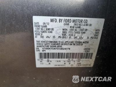 Zdjęcie 13 z 13 samochodu: 2013 FORD EXPLORER XLT VIN:1FM5K7D87DGB24378 - miniatura
