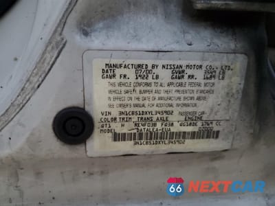 Zdjęcie 12 z 12 samochodu: 2000 NISSAN SENTRA BASE VIN:3N1CB51DXYL345902 - miniatura