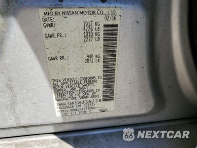 Zdjęcie 14 z 14 samochodu: 2016 NISSAN ALTIMA 2.5 VIN:1N4AL3AP2GN336728 - miniatura