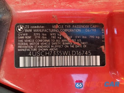 Zdjęcie 12 z 12 samochodu: 1998 BMW Z3 1.9 VIN:4USCH7335WLD16745 - miniatura
