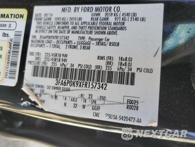 Zdjęcie 13 z 13 samochodu: 2015 FORD FUSION TITANIUM VIN:3FA6P0K9XFR157342 - miniatura
