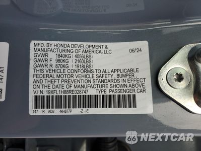 Zdjęcie 14 z 15 samochodu: 2024 HONDA CIVIC SPORT TOURING VIN:19XFL1H88RE028747 - miniatura