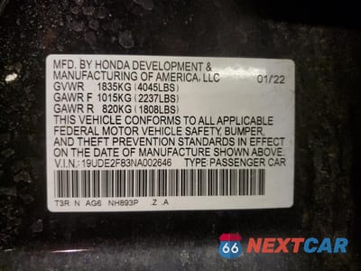 Zdjęcie 14 z 15 samochodu: 2022 ACURA ILX PREMIUM A-SPEC VIN:19UDE2F83NA002646 - miniatura