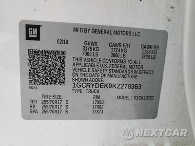 Zdjęcie 12 z 12 samochodu: 2019 CHEVROLET SILVERADO K1500 LT VIN:1GCRYDEK9KZ278363 - miniatura