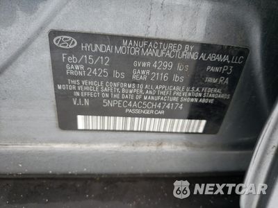 Zdjęcie 12 z 12 samochodu: 2012 HYUNDAI SONATA SE VIN:5NPEC4AC5CH474174 - miniatura
