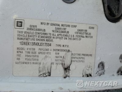 Zdjęcie 14 z 14 samochodu: 1999 CHEVROLET TAHOE K1500 VIN:1GNEK13R4XJ317534 - miniatura