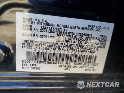 Zdjęcie 15 z 15 samochodu: 2015 MITSUBISHI OUTLANDER SPORT ES VIN:4A4AP3AU1FE005103 - miniatura