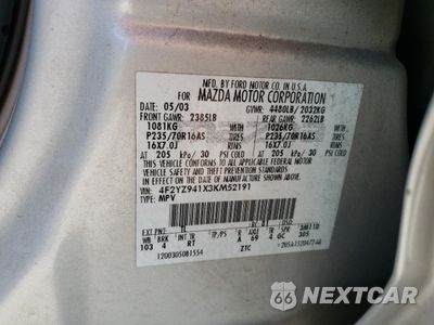 Zdjęcie 15 z 15 samochodu: 2003 MAZDA TRIBUTE LX VIN:4F2YZ941X3KM52191 - miniatura