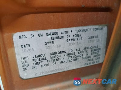 Zdjęcie 14 z 14 samochodu: 2006 CHEVROLET AVEO LT VIN:KL1TG56686B562427 - miniatura