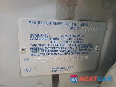 Zdjęcie 13 z 13 samochodu: 2001 SUBARU FORESTER S VIN:JF1SF65601H746304 - miniatura