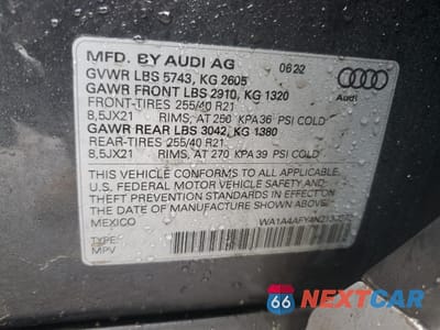 Zdjęcie 12 z 12 samochodu: 2022 AUDI SQ5 PREMIUM VIN:WA1A4AFY4N2137072 - miniatura