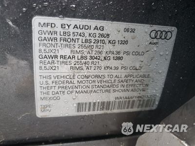 Zdjęcie 12 z 12 samochodu: 2022 AUDI SQ5 PREMIUM VIN:WA1A4AFY4N2137072 - miniatura