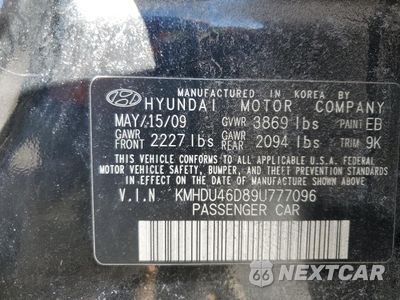 Zdjęcie 12 z 12 samochodu: 2009 HYUNDAI ELANTRA GLS VIN:KMHDU46D89U777096 - miniatura