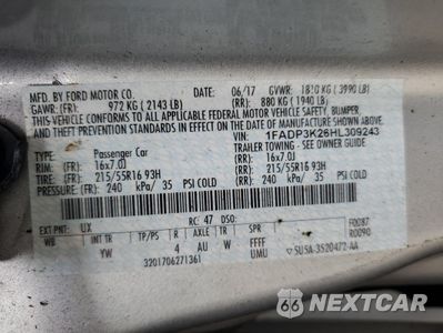 Zdjęcie 12 z 12 samochodu: 2017 FORD FOCUS SE VIN:1FADP3K26HL309243 - miniatura