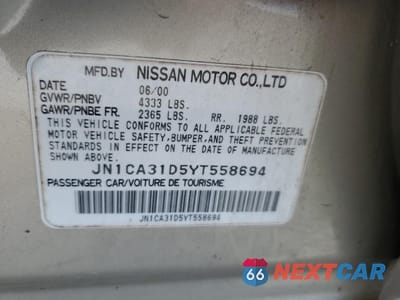 Zdjęcie 12 z 12 samochodu: 2000 NISSAN MAXIMA GLE VIN:JN1CA31D5YT558694 - miniatura