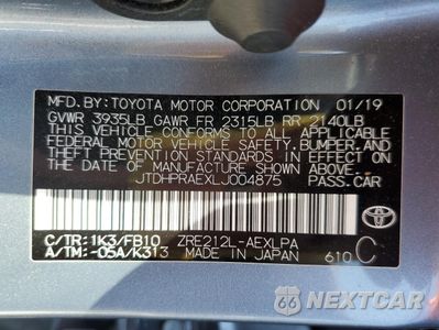 Zdjęcie 14 z 14 samochodu: 2020 TOYOTA COROLLA LE VIN:JTDHPRAEXLJ004875 - miniatura
