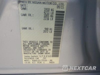 Zdjęcie 13 z 13 samochodu: 2015 NISSAN ALTIMA 2.5 S VIN:1N4AL3APXFC573350 - miniatura