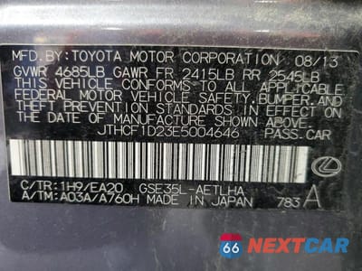 Zdjęcie 12 z 12 samochodu: 2014 LEXUS IS 250 VIN:JTHCF1D23E5004646 - miniatura