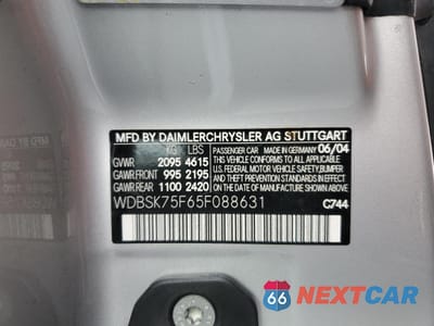 Zdjęcie 14 z 14 samochodu: 2005 MERCEDES-BENZ SL 500 VIN:WDBSK75F65F088631 - miniatura