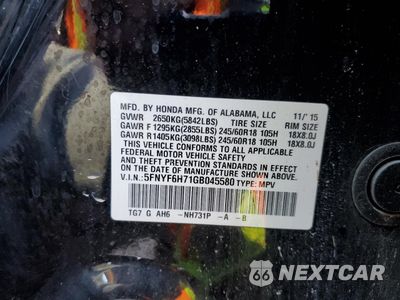 Zdjęcie 15 z 15 samochodu: 2016 HONDA PILOT EXLN VIN:5FNYF6H71GB045580 - miniatura