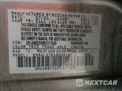 Zdjęcie 12 z 13 samochodu: 2021 NISSAN SENTRA SV VIN:3N1AB8CV6MY317428 - miniatura