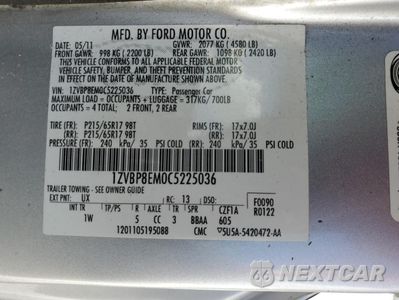 Zdjęcie 12 z 12 samochodu: 2012 FORD MUSTANG VIN:1ZVBP8EM0C5225036 - miniatura