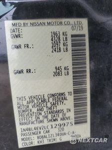 Zdjęcie 12 z 13 samochodu: 2020 NISSAN ALTIMA SL VIN:1N4BL4EV2LC129975 - miniatura
