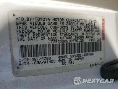 Zdjęcie 14 z 14 samochodu: 2001 TOYOTA CAMRY CE VIN:JT2BG22K610570125 - miniatura