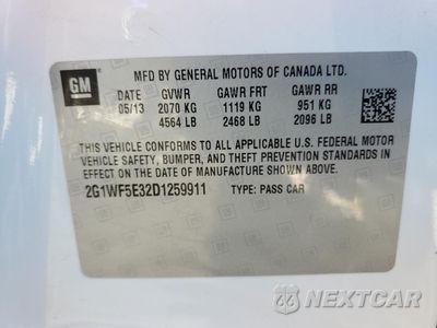 Zdjęcie 12 z 12 samochodu: 2013 CHEVROLET IMPALA LS VIN:2G1WF5E32D1259911 - miniatura
