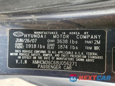 Zdjęcie 12 z 12 samochodu: 2008 HYUNDAI ACCENT GS VIN:KMHCM36C68U056271 - miniatura