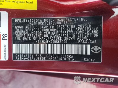 Zdjęcie 12 z 12 samochodu: 2016 TOYOTA CAMRY XSE VIN:4T1BK1FK2GU568900 - miniatura