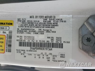 Zdjęcie 13 z 13 samochodu: 2014 FORD FUSION SE VIN:3FA6P0H90ER197564 - miniatura