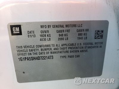 Zdjęcie 12 z 12 samochodu: 2013 CHEVROLET CRUZE LS VIN:1G1PA5SH4D7221473 - miniatura