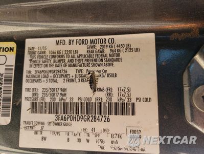 Zdjęcie 14 z 14 samochodu: 2016 FORD FUSION SE VIN:3FA6P0HD9GR284726 - miniatura